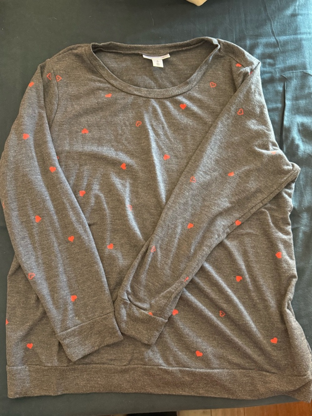 Motherhood Maternity Navy Blue Lightweight Sweatshirt with Red Hearts